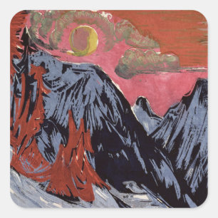 Sticker Carré Montagnes en Winter, 1919