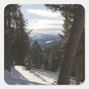 Sticker Carré Montagnes Madison en hiver dans le Montana