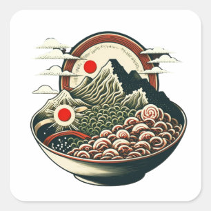 Sticker Carré Montagnes Ramen