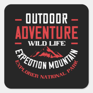 Sticker Carré Montagnes - Vie sauvage d'aventure en plein air