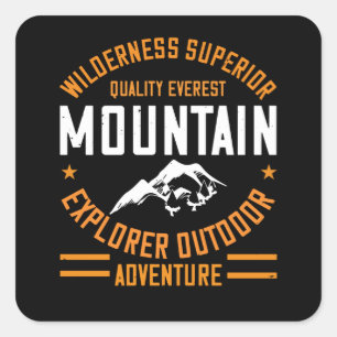Sticker Carré Montagnes - Wilderness Explorer Outdoor Adventure