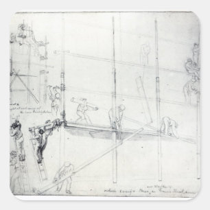 Sticker Carré Monter l'échafaudage devant la maison de Craig