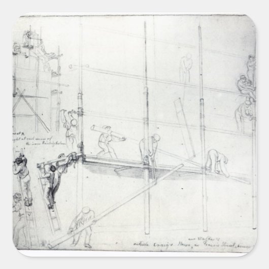 Sticker Carré Monter l'échafaudage devant la maison de Craig (Devant)