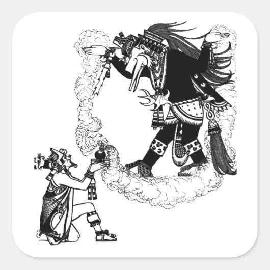 Sticker Carré Montezuma Offrant L'Art Ancien Du Mexique (Devant)