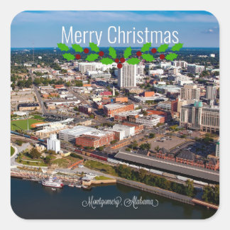 Sticker Carré Montgomery, Alabama Salutations de Noël
