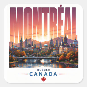 Sticker Carré 🍂 Montréal Moderne Ciel Urbain Style de Ville 🍂