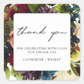 Sticker Carré Moody Floral Bourgogne Mariage (Devant)