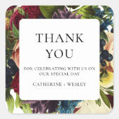 Sticker Carré Moody Floral Bourgogne Mariage (Devant)