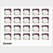 Sticker Carré Moody Purple Blooms Mariage Enveloppe Phoques (Feuille)