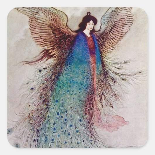 Sticker Carré "Moon Maiden" Fairy Art de Warwick Goble (Devant)