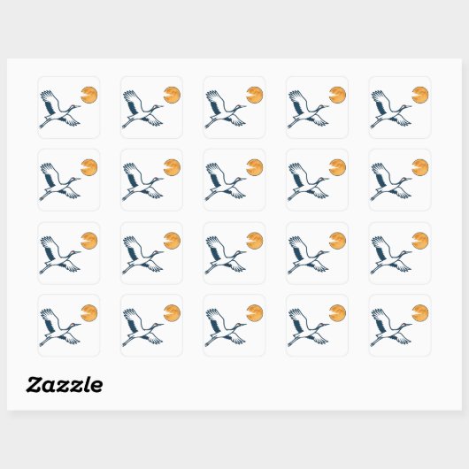 Sticker Carré Moonlit Crane (Feuille)