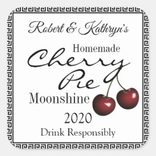 Sticker Carré Moonshine à tarte cerise maison personnalisée