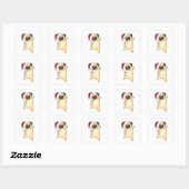 Sticker Carré Mops Christmas Snow (Feuille)