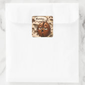Sticker Carré Morning, sleepy coffee bean funny relatable square (Sac)