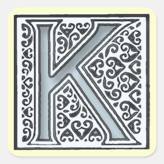 Sticker Carré mosaïque argentée monogramme - (Devant)