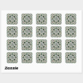 Sticker Carré Mosaïque de pierre céleste verte et blanche (Feuille)