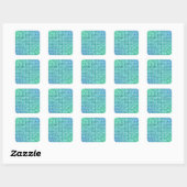 Sticker Carré Mosaïque de pixel bleu vert (Feuille)