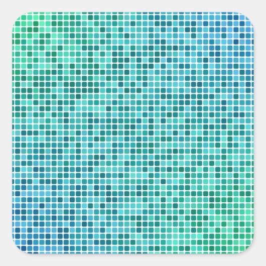 Sticker Carré Mosaïque de pixel bleu vert (Devant)