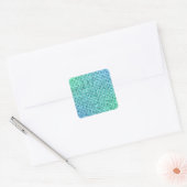 Sticker Carré Mosaïque de pixel bleu vert (Enveloppe)