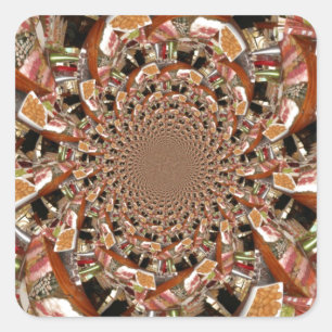 Sticker Carré Mosaïque de sushis Brown