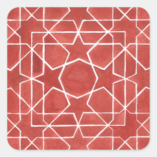 Sticker Carré Mosaïque marocaine rouge ROSETTE