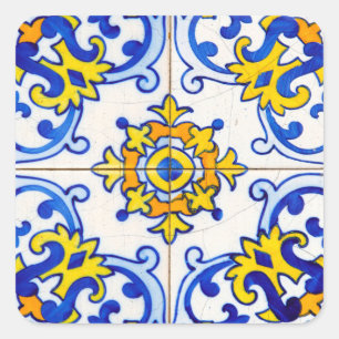 Sticker Carré Mosaïque portugaise Azulejo Carrelage d'art