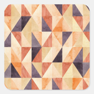 Sticker Carré Mosaïque triangulaire Aquarelle Motif terrestre