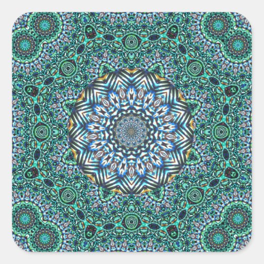 Sticker Carré Mosaïque turquoise Kaleidoscopique Réflexions Desi (Devant)