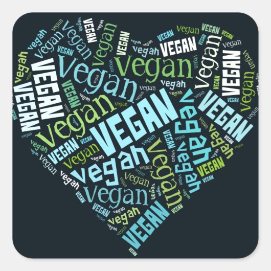 Sticker Carré Mosaïque "Vegan" Word-Cloud (Devant)