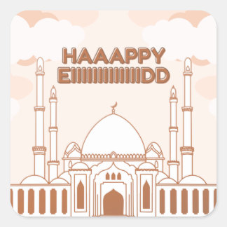 Sticker Carré mosquée anglais happy eid -Eid Al Fitr-