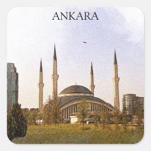 Sticker Carré Mosquée classique Ankara Turquie Kocatepe