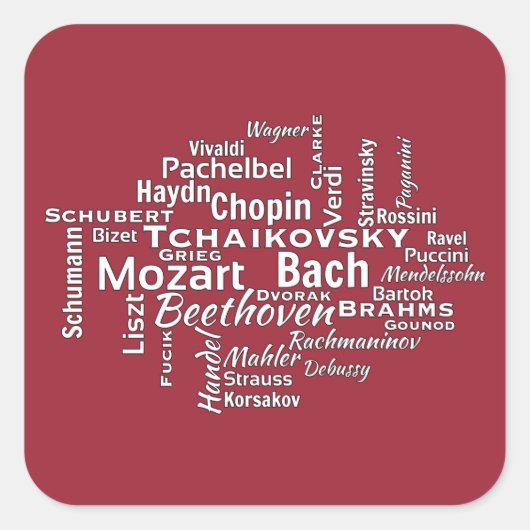 Sticker Carré Mot Cloud des compositeurs classiques (Devant)