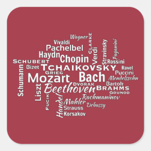 Sticker Carré Mot Cloud des compositeurs classiques