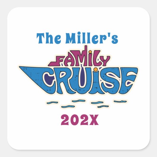 Sticker Carré Mot de croisière en famille (Devant)