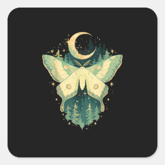 Sticker Carré Moth Fairycore Goblincore Whimsigoth Cottagecore