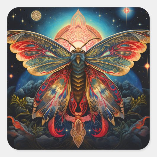 Sticker Carré Moth mystique (Devant)
