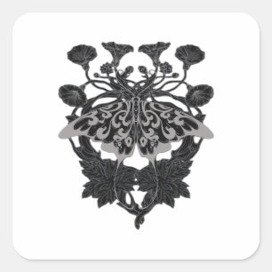 Sticker Carré Moth Talisman - Dessin Whimsigoth - Version blanch