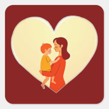 Mother and Child Love Illustration – Warm Family