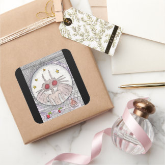 Sticker Carré Mothman et Pizza