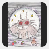 Sticker Carré Mothman et Pizza (Devant)