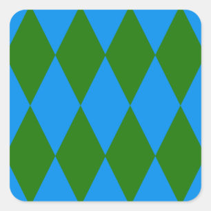 Sticker Carré Motif à carreaux Harlequin bleu vert 