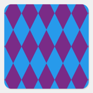 Sticker Carré Motif à carreaux Harlequin bleu violet 