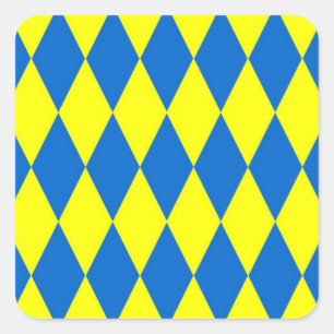 Sticker Carré Motif à carreaux Harlequin jaune bleu