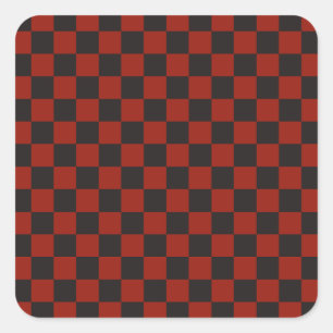 Sticker Carré Motif à damier noir et rouge profond