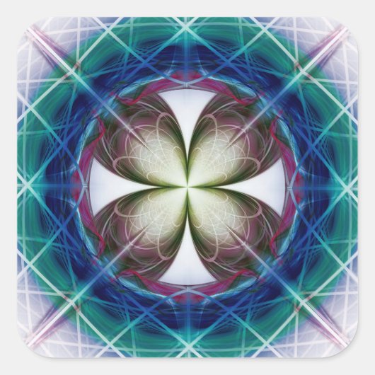 Sticker Carré Motif à fleurs géométriques (Devant)