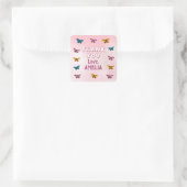 Sticker Carré Motif à papillon rose mou Merci (Sac)