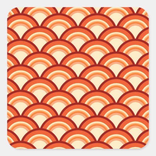 Sticker Carré Motif à vagues Art déco - mandarine orange (Devant)