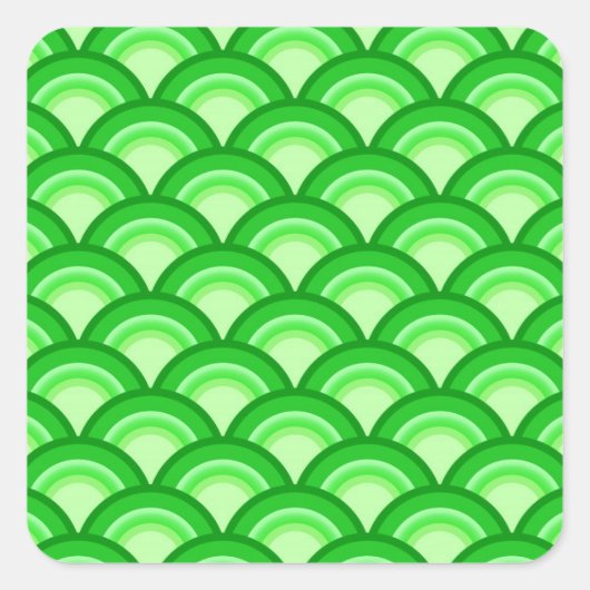 Sticker Carré Motif à vagues Art déco - vert jade (Devant)