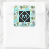Sticker Carré Motif Abstrait de palmier aquarelle (Sac)
