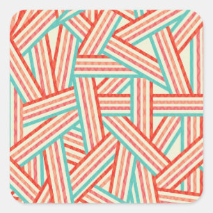 Sticker Carré Motif Abstrait rayé coloré